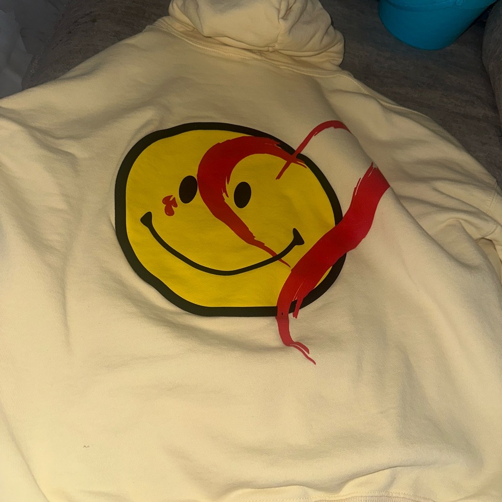 Cream Smiley Face Hoodie